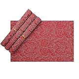 Vinyl Placemats, Red Heat-resistant Placemats for Kids, Christmas Placemats Set of 4