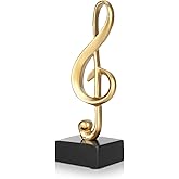 HERCHR Music Note Statue, Gold Music Note Decorations Sculpture Figurine Music Ornaments Music Note Figurine with Wide Base Modern Statue Sculpture 2.3 X 1.9 X 6.8in