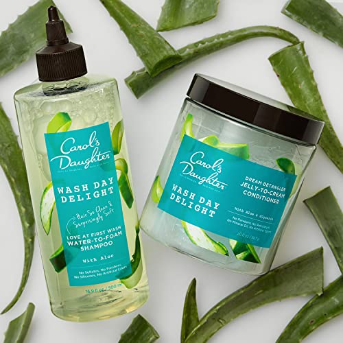 CAROL’S DAUGHTER WASH DAY DELIGHT DETANGLING JELLY-TO-CREAM CONDITIONER WITH GLYCERIN AND ALOE, PARABEN-FREE FOR MOISTURE, HYDRATION AND SHINE, MOISTURIZING, CURLY HAIR, 20 OZ