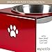Petlo Raised Pet Feeder Bowls - Elevated Red Acrylic Feeding Stand with Two Stainless Steel Food and Water Bowls for Dogs and Cats