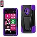 Reiko Silicone Protector Cover with Kickstand for Nokia Lumia 520/521 - Retail Packaging - Purple/Black