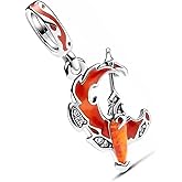 PANWOB Orange Moon Dangle Charm for Women Bracelets Necklaces in 925 Sterling Silver,Mother's Day Birthday Christmas