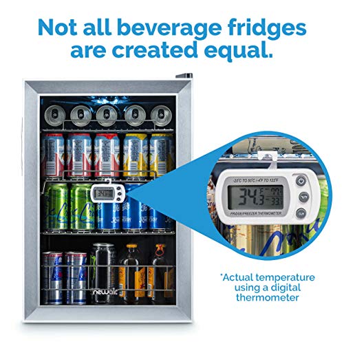 NewAir AB-850 Beverage Cooler and Refrigerator, Small Mini Fridge with Glass Door, Perfect for Soda Beer or Wine, 90-Can Capacity, Stainless Steel - Thumbnail 4