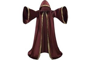 COLORFUL HOUSE Velvet Wizard Robe with Hooded and Sleeves, Halloween Vampire Witch Wizard Cloak Fancy Cosplay Costume