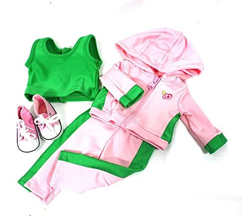 Arianna 4PCS Pink Sportswear Complete Outfit | Tank - Jacket - Pant - Sneakers |Fits American Girl 18 inch Doll Clothes |Boutique Quality She's Worth it!|Designed In USA |Fits 18 Inch Dolls