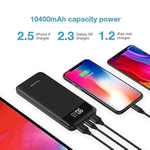 Power Bank 10400mAh, USB C Caricabatterie Portatile con LED Digitale Display Batteria Esterna Portatile con 2 ingressi e… - immagine 4
