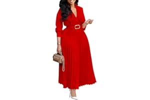 Elainone Women’s 3/4 Sleeve Flared A Line Dress Wedding Guest Casual Semi Formal Office Lady Dresses with Belt