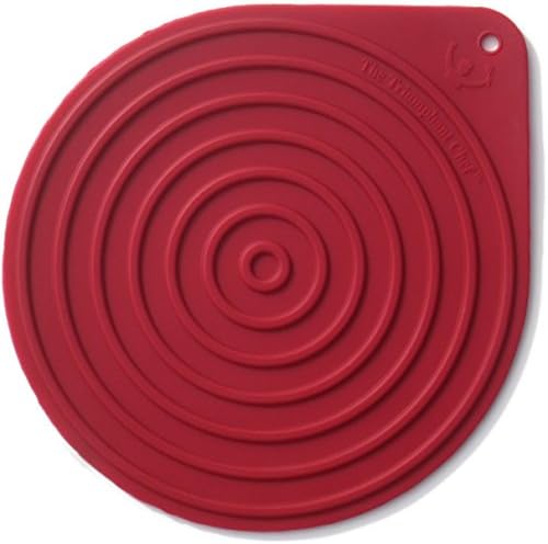 Silicone Hot Pad Trivet for Microwave Turntables, Stoneware, Cassoroles, Tea Kettles or Anything Hot, Heavy Duty Circle, Large (9 1/8"), Dark Red