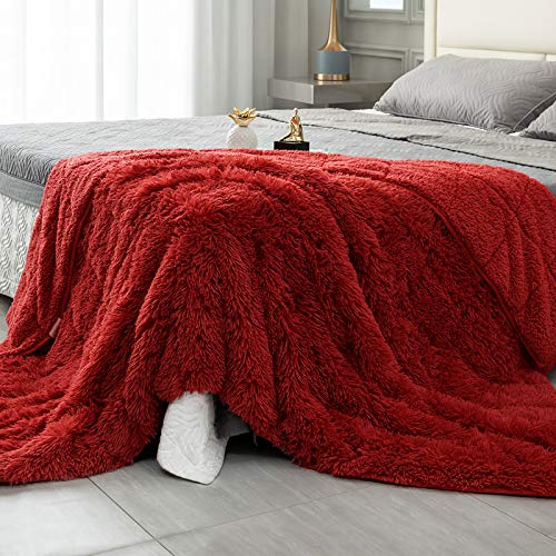 Topblan Shaggy Faux Fur Sherpa Weighted Blanket 20lbs, Super Soft and