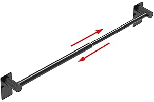 MIROAMZ Towel Bar, 14inch to 25inch Adjustable Towel Holder Rod, Self Adhesive Wall Mounted Hand or Body Towel Rack for Bathroom Kitchen, 304 Stainless Steel Organizer Single Bar Matte Black