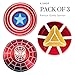 K.Shop Fidget Spinner Iron Man, Spider Man & Captain America, Smooth Custom Round Hand Spinners with Ceramic Bearing, Metal and Durable. Stress Reducer Toy & Perfect for ADHD, ADD, Anxiety (3 Pack)