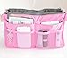 Liroyal Pink Handbag Pouch Bag in Bag Organiser Insert Organizer Tidy Travel Cosmetic Pocket Makeup Bag