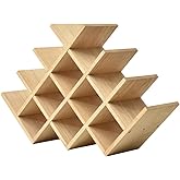 KIRIGEN Wooden 13-Bottle Wine Rack - Nature Wood 4-Tier Wine Display Rack/Free Standing and Countertop Storage Shelf - Bottle Holder/Cabinet Glass XHJJ4-NA