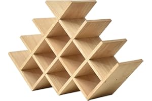 KIRIGEN Wooden 13-Bottle Wine Rack - Nature Wood 4-Tier Wine Display Rack/Free Standing and Countertop Wine Storage Shelf - Bottle Holder/Cabinet Glass Rack XHJJ4-NA