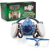 Breath Buddy Respirator Mask (Plus Safety Goggles) Reusable Professional Breathing Protection Against Dust, Pollen, Pesticides, and Organic Vapors - Perfect For Painters and DIY Projects