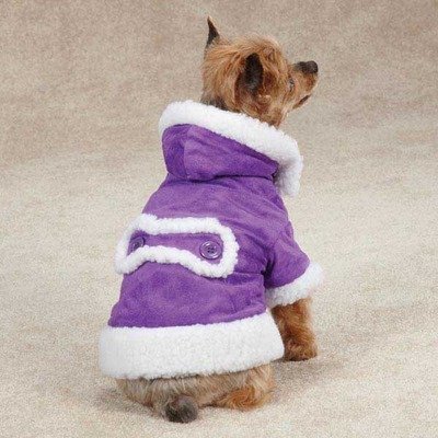 East Side Collection ZM3945 10 79 Hooded Sherpa Jacket for Dogs, X-Small, Ultra Violet