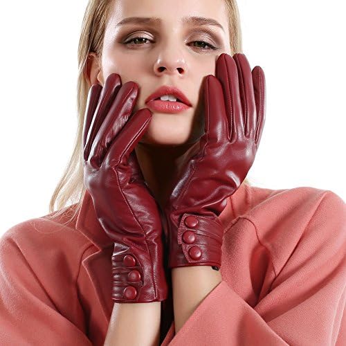 Women Leather Gloves Touchscreen Texting Evening Real Lambskin Warm Driving Cashmere Lining Gloves