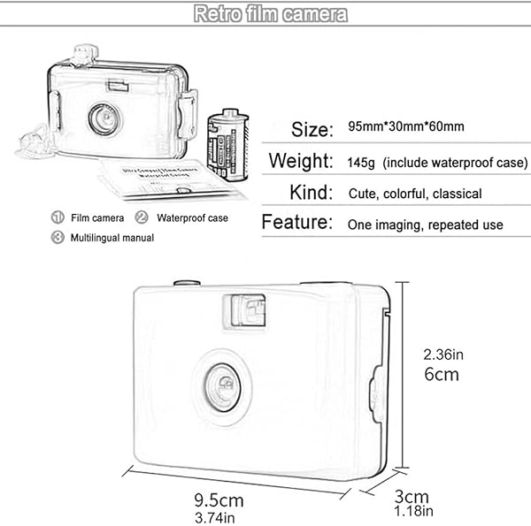 1 Pc Multiple Waterproof Camera Film Underwater Diving Retro Camera Anti fall Double Buckle Color Random Random