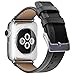 Apple Watch Series 3 Band, BRG Classic Genuine Leather 2 Toned Style iWatch Band with Stainless Metal Buckle Replacement Strap for Apple Watch Series 3/2/1 Hermès Sport and Edition 42mm Black/Gray