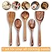 Wooden Kitchen Utensil Set 5 Cooking Utensils Spatula Spoons for Cooking Nonstick Cookware, 100% Handmade by Natural Teak Wood
