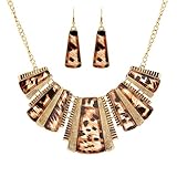 KOREA-JIAEN Coat Chain and Earrings Set Trendy Bohemian Necklace Acrylic Leopard Print Tribe Statement Necklace and Earrings Sets for Women (Leopard Print)