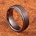 TUSEN JEWELRY 8MM Espresso Brown Matte Brushed Step Edge Tungsten Carbide Ring Wedding Band