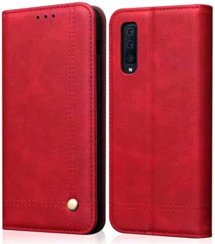 YOFUNTLE Compatible for Samsung Galaxy A7/A750 2018 Wallet Case,PU Leather Flip Folio Shockproof Book Cover Case with Credit Card Slots,Cash Pocket Compatible for Samsung Galaxy A7 2018/A750 6.0"(Red)
