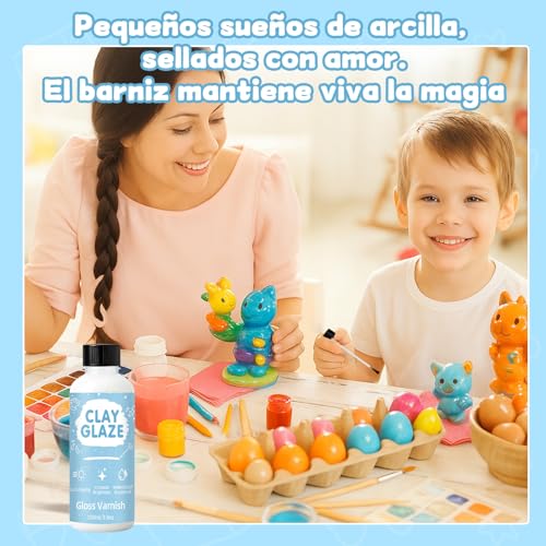 Air Drying Clay Varnish, Air Drying Clay Varnish to Prevent Cracks, Scratches and Wear, Improves the Shine of Clay, Suitable for Ceramic, Oil Paint and Wood (100ml)