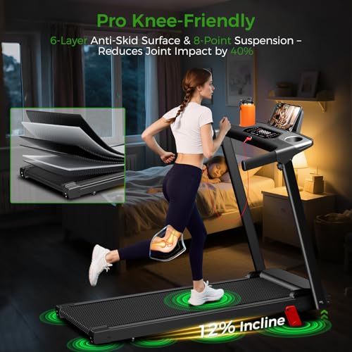 Aiteid Treadmill with 9% Incline, 2.5HP Walking Pad Treadmill, 4 in 1 Portable Under Desk Treadmills for Home Small Place, Home Foldable with Remote Control, 350LBS Capacity, Installation-Free