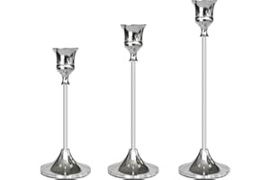 Showin Candlestick Holders Silver, 3 Packs Taper Candle Holder for Candlesticks, Candle Sticks Holder Decor for Home Decor