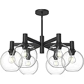 Alora Mood Castilla 29" Chandelier | Matte Black Finish | Clear Glass Shades | Parisian Classic Decorative Ceiling Light | Ma