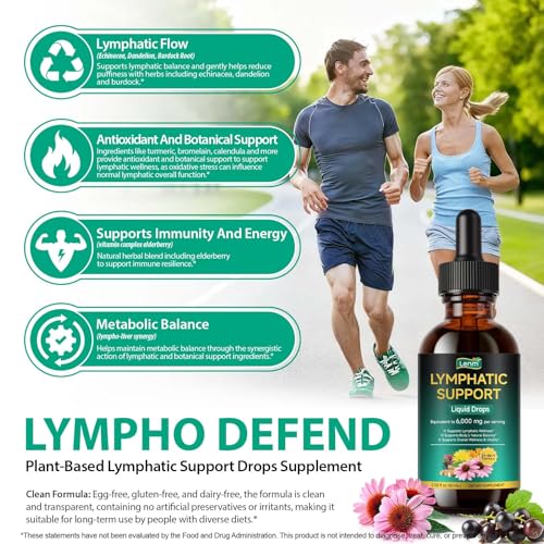 Lymphatic Drainage Drops,Lymph System Support Supplement,Advanced Botanical Formula – Supports Natural Balance & Immune Health – 2.02 fl oz (60 mL) – Maximum Absorption & Vegan