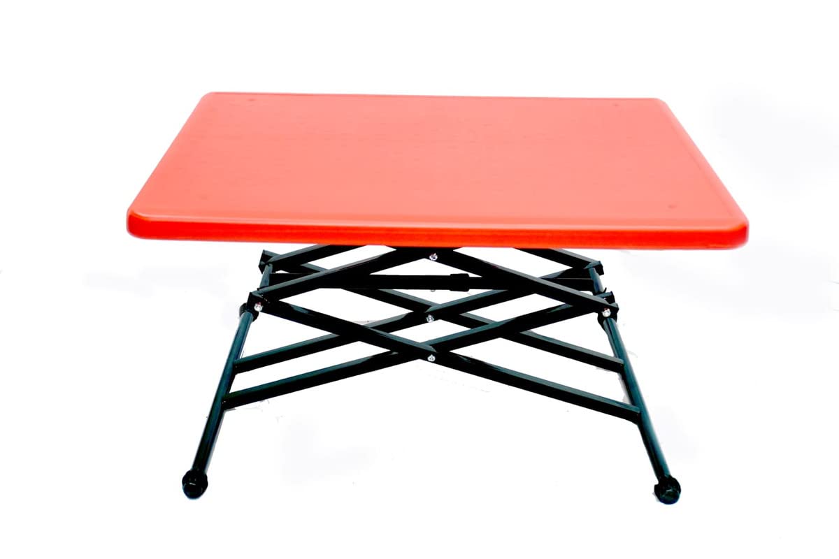 NR Industries Multi Utility Purpose Scissors Tables Portable | Adjustable Scissors Table | Rectangular Folding Scissors Table | Multi-Purpose Plastic Scissors Table for Study Red