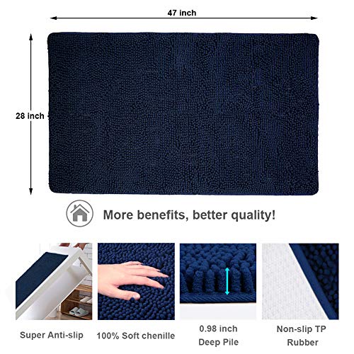 Secura Housewares Soft Microfiber Bathroom Rugs, 47 x 28 Inches Non Slip Bath Mat for Door, Bathroom & Bedroom with Water Absorbent, Machine Washable (Blue) - Thumbnail 7