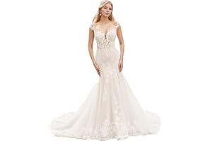 RAOMIAO Mermaid Wedding Dresses for Bride 2024 Lace Bridal Gowns Beach Bridal Dress for Wedding Gowns