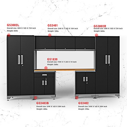 Frontier GARAGE STORAGE CABINETS LOCKERS SHELVES - Most popular new design in 2018, total 8 Piece 24 Gauge thickness, rubber wood qualified,life limited warranty, (Gray frame with White door) - Thumbnail 2