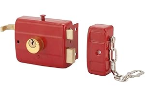 LZKW Heavy Duty Metal Anti-Rust Gate Locks, Key Lock for Iron & Wooden Doors, Red