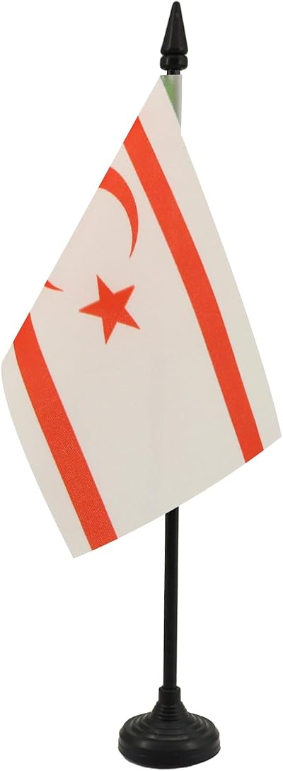 AZ FLAG Northern Cyprus Table Flag 4x6 in Mini Desk Flag 10 in Pole Black Base