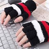 Livoty USB Heating Winter Gloves Women Hand Warm Gloves Heated Fingerless Warmer Mitten (Black)