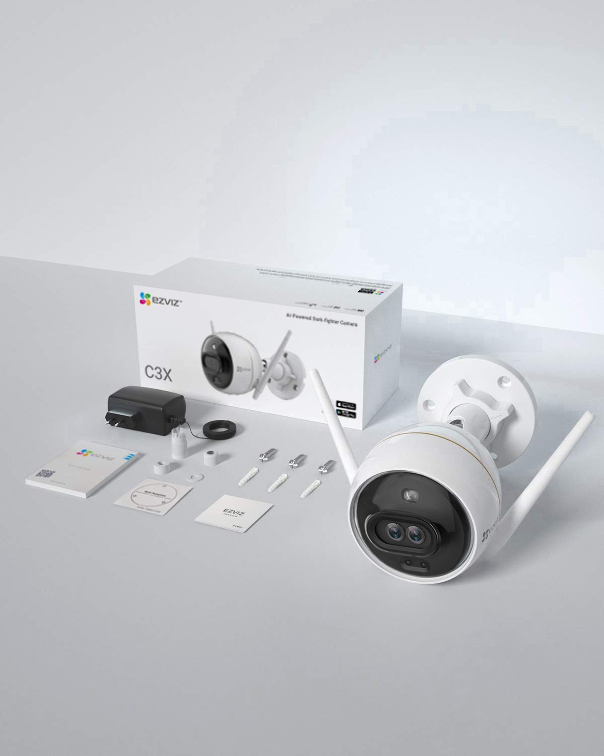 EZVIZ Outdoor Security Camera Dual Lens 1080P, Excellent Color Night Vision, Active Light & Siren Alarm with PIR Motion Detection, Weather Proof, Two-way Talk, the First Dual Lens Security Camera(C3X)