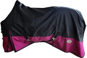 Goliath 377 Regular-Neck Equine Rainsheet – 1200 Denier Waterproof, Windproof, Black with Raspberry Pink Dripline, Adjustable