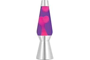LAVA LITE Lava the Original 27 Inch Silver Base Grande Lamp with Pink Wax in Purple Liquid, Pink Purple
