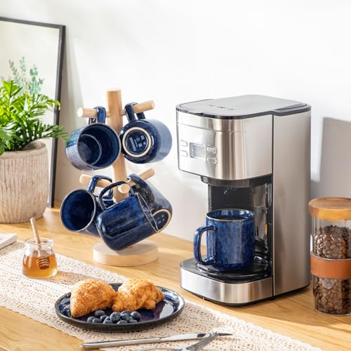 vancasso Starry 12oz/360ml Stoneware Coffee Mugs Set of 6, Blue | Tea Cups with Handle, Perfect for Cocoa Milk, Coffee and All Beverages, Microwave & Dishwasher Safe