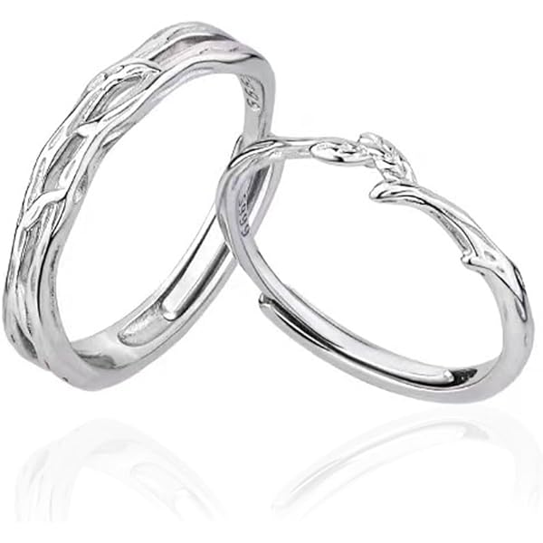 Angel Devil - Anelli di promessa coordinati per coppie, placcati in argento Sterling, anello di fidanzamento e matrimonio, set di anelli aperti per lui e per lei, con zirconia cubica, regalo per