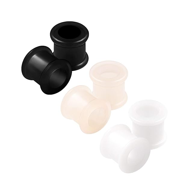 KJM Fashion 6 STK Silikon Schwarz Hautfarbe Weiß Fleischtunnel Schmuck