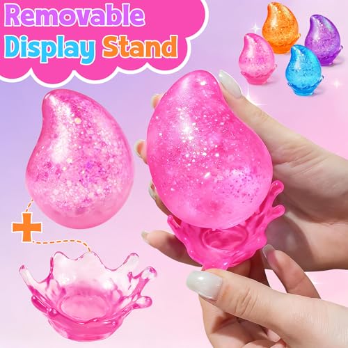 MSYTIFOG 2 Pcs Stress Balls, Water Drop Squishies Squeeze Toys, Stress Relief Fidget Sensory Toy for Kids with Autism, Nice Stress Cube-Drop Gifts for Anxiety Relief Office Easter Birthday (Blue&Pink)