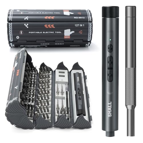 SHALL 127-pièces Kit Tournevis de Précision，Mini-détacheur électrique-Set, avec détacheurs électriques et manuels au style pin pour ordinateurs portables, iPhones, lunettes et électronique