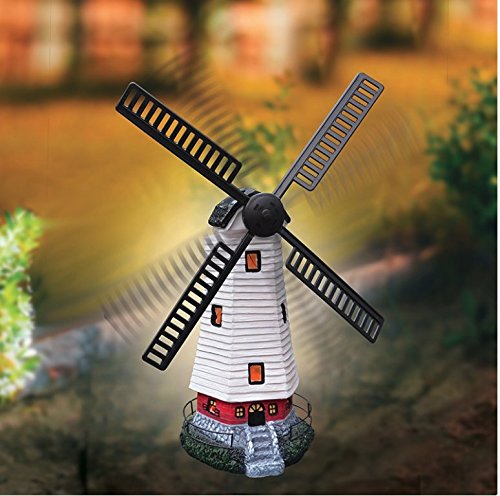 Outdoor Solar Powered Windmill Garden Ornament wind mill Light up