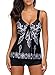 Aleumdr Womens Spaghetti Strap Printed Padded Tank Top Tankini Swimsuit with Swim Shorts