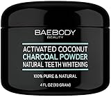 Baebody Teeth Whitening Charcoal Powder - All Natural with Activated Coconut Charcoal and Bentonite Clay. - Large 4 oz